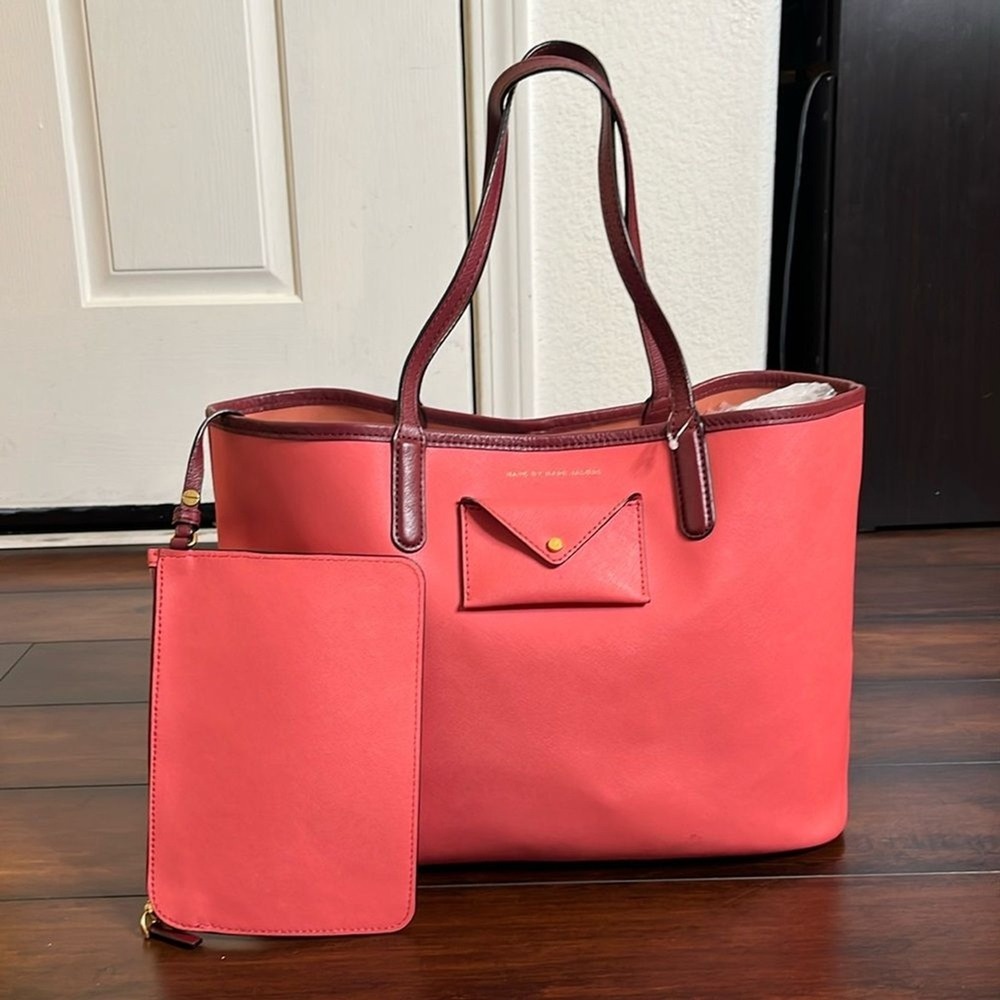 Marc by Marc Jacobs Metropolitote 48 Leather Tote Pink Rose Bush Saffiano